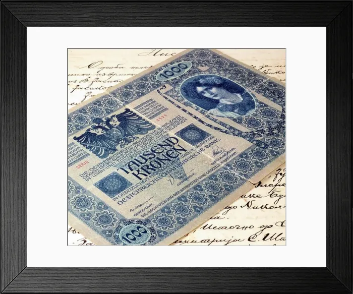 Framed Print : Old Austro-Hungarian paper money Framed Print : Old Austro-Hungarian paper money