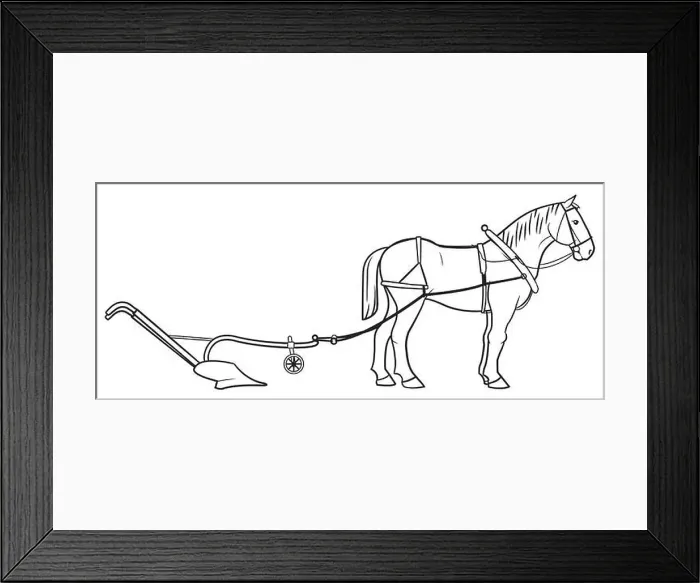 Framed Print : Plow horse outline stock illustration Framed Print : Plow horse outline stock illustration