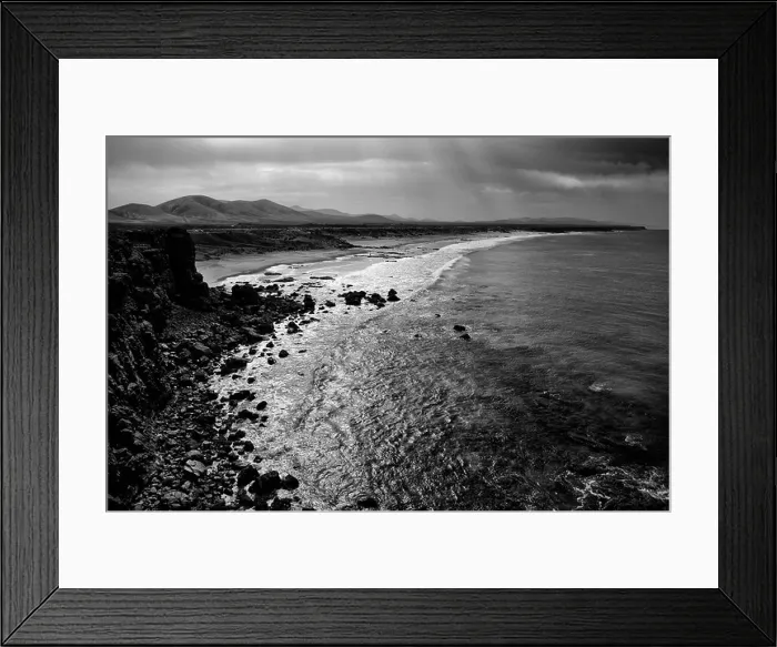 Framed Print : Coast line of El Cottilio in black and white. Fuerteventura Framed Print : Coast line of El Cottilio in black and white. Fuerteventura