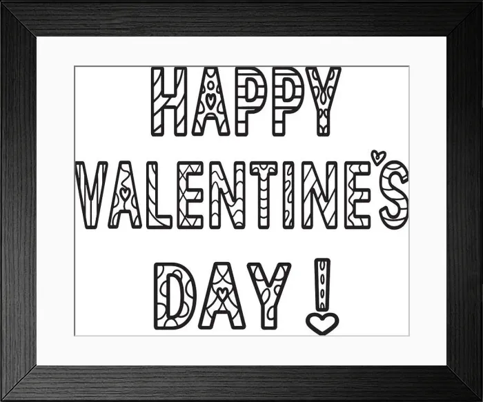 Framed Print : Happy Valentines Day Isolated Coloring Page Framed Print : Happy Valentines Day Isolated Coloring Page