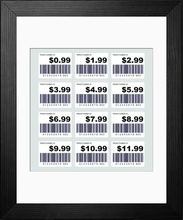 Framed Print : Price tag barcode label set