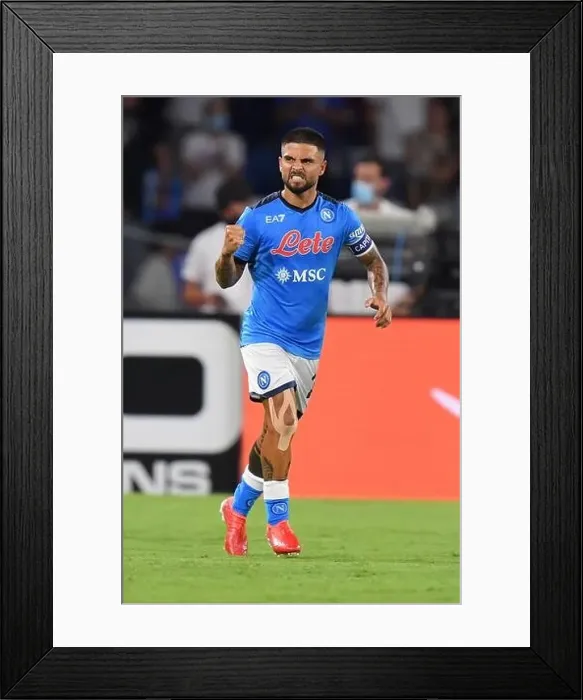 Framed Print : Napoli's forward Lorenzo Insigne celebrates after scoring the 1-0 goal during SSC Napoli vs Venezia FC Framed Print : Napoli's forward Lorenzo Insigne celebrates after scoring the 1-0 goal during SSC Napoli vs Venezia FC