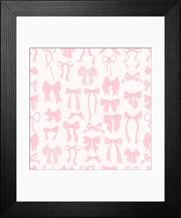 Framed Print : Cute coquette seamless pattern ribbon bow on delicate pink background. Vector illustration. Trendy patterned drawing Framed Print : Cute coquette seamless pattern ribbon bow on delicate pink background. Vector illustration. Trendy patterned drawing