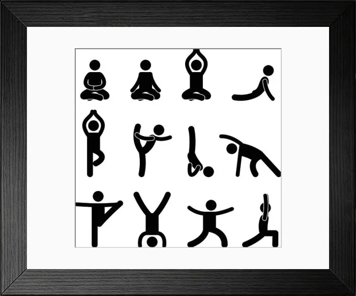 Framed Print : Yoga Meditation Exercise Stretching Pictogram Framed Print : Yoga Meditation Exercise Stretching Pictogram