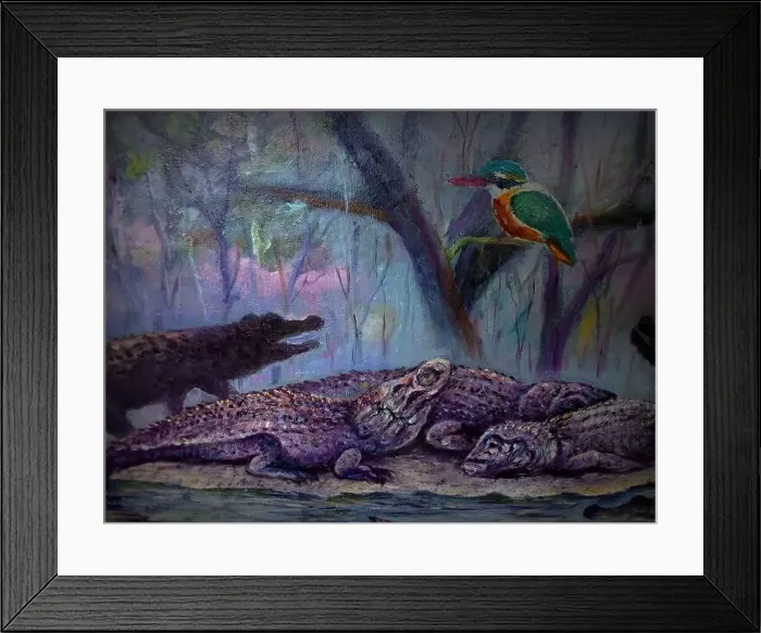 Framed Print : Art painting Oil color crocodile and alligator Framed Print : Art painting Oil color crocodile and alligator