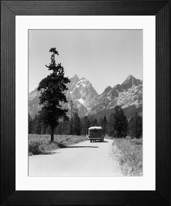 Framed Print : 1940s CAR DRIVE GRAND TETON NATIONAL PARK WYOMING Framed Print : 1940s CAR DRIVE GRAND TETON NATIONAL PARK WYOMING