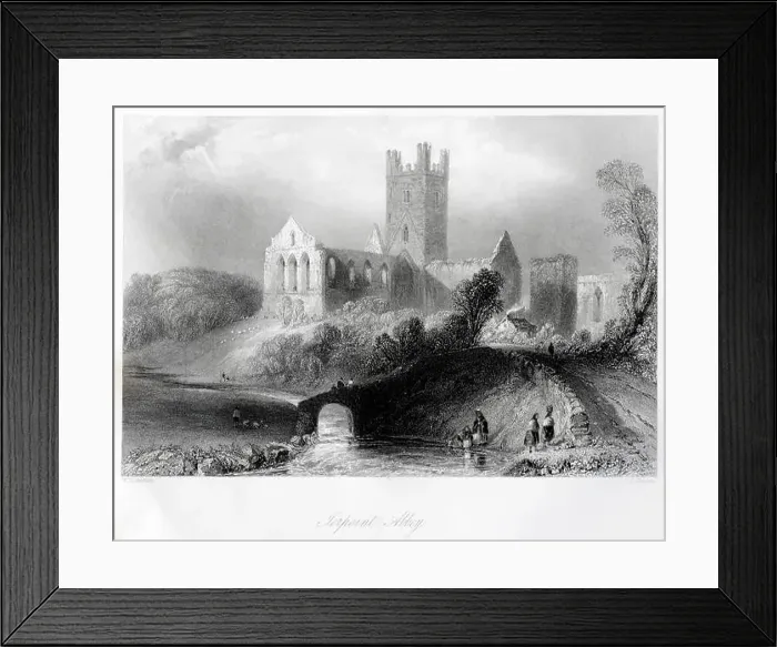 Framed Print : Jerpoint Abbey County Kilkenny Ireland, antique engraving c1842 Framed Print : Jerpoint Abbey County Kilkenny Ireland, antique engraving c1842