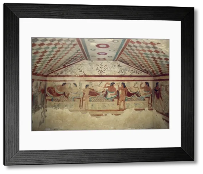 Framed Print : Tarquinia Lazio Italy Etruscan Tomb of the Leopards (480 470 BC) Framed Print : Tarquinia Lazio Italy Etruscan Tomb of the Leopards (480 470 BC)