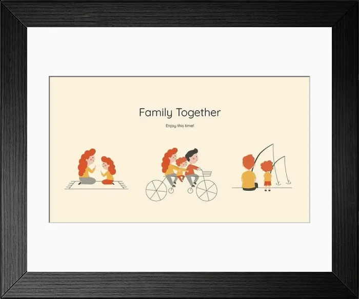 Framed Print : Vector illustration of cartoon family members spending time together Framed Print : Vector illustration of cartoon family members spending time together