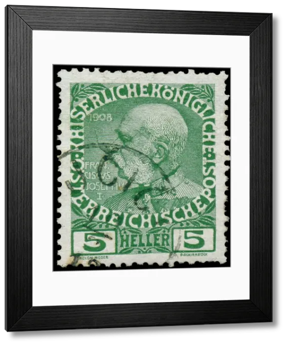 Framed Print : AUSTRIA - CIRCA 1908: stamp printed by Austria, shows Franz Josef, circa 1908 Framed Print : AUSTRIA - CIRCA 1908: stamp printed by Austria, shows Franz Josef, circa 1908