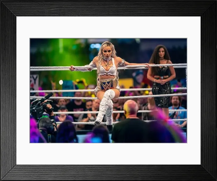 Framed Print : WWE Superstar Liv Morgan posing with the Women's Championship at WWE Clash at The Castle at Principality Stadium in Framed Print : WWE Superstar Liv Morgan posing with the Women's Championship at WWE Clash at The Castle at Principality Stadium in