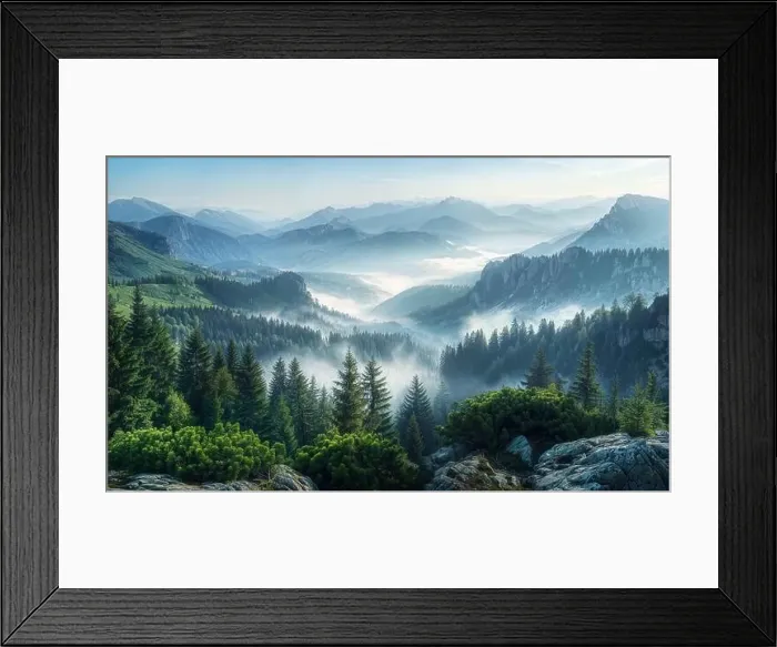 Framed Print : Beautiful mountain view with forests and rocks Framed Print : Beautiful mountain view with forests and rocks