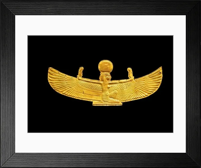 Framed Print : Golden Goddess Isis with outstretched wings, isolated on white background Framed Print : Golden Goddess Isis with outstretched wings, isolated on white background