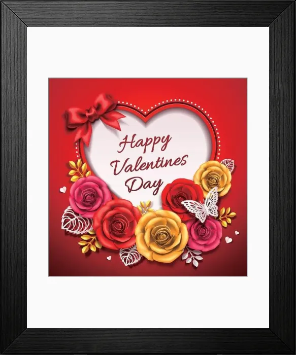 Framed Print : Happy Valentine's day design with roses in 3d illustration Framed Print : Happy Valentine's day design with roses in 3d illustration
