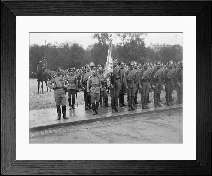 Framed Print : Russian soldiers at a parade in France, 1916 Framed Print : Russian soldiers at a parade in France, 1916