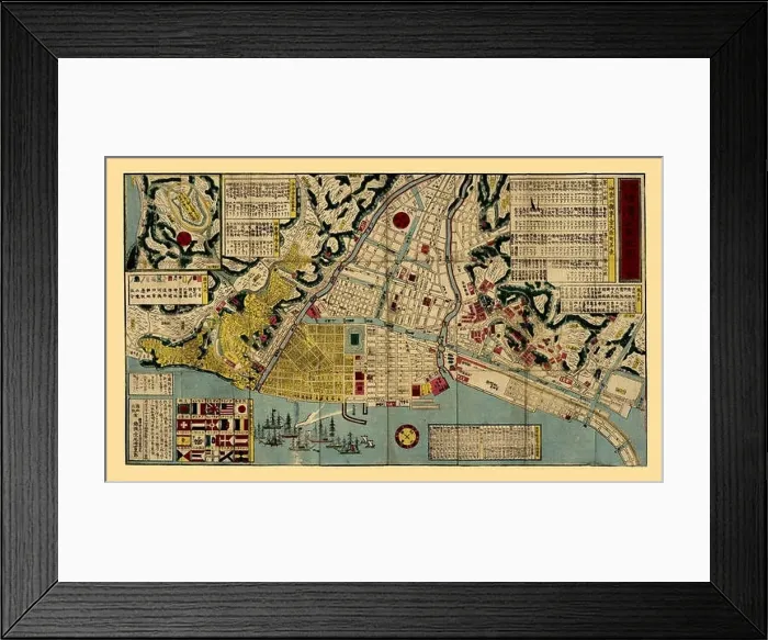 Framed Print : Historical map of Yokohama circa 1878 Framed Print : Historical map of Yokohama circa 1878
