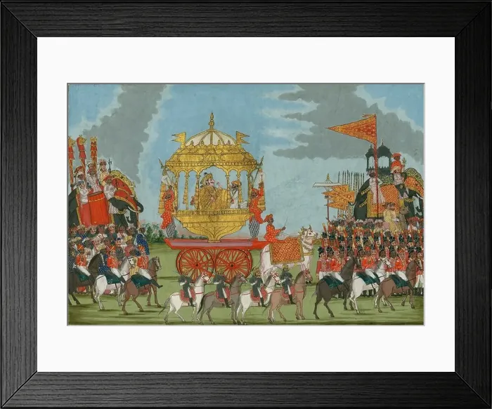 Framed Print : Rajah of Tanjore Riding an Elephant to a marriage ceremony, c. 1780. Artist: Indian Art Framed Print : Rajah of Tanjore Riding an Elephant to a marriage ceremony, c. 1780. Artist: Indian Art
