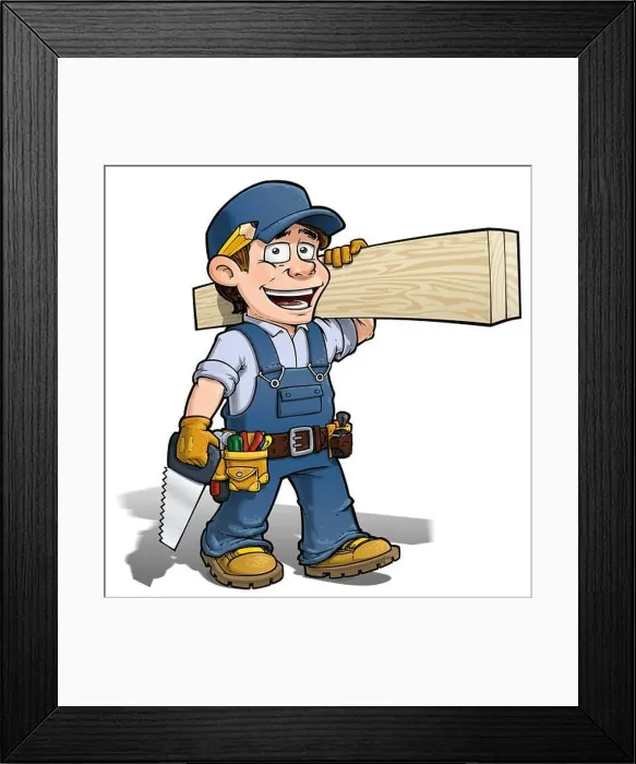 Framed Print : Handyman - Carpenter blue Framed Print : Handyman - Carpenter blue