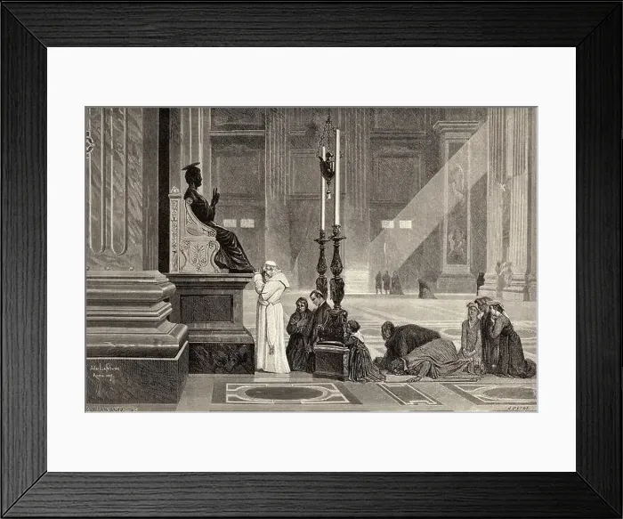 Framed Print : Pope Pius IX at the foot of the statue of St Peter Framed Print : Pope Pius IX at the foot of the statue of St Peter