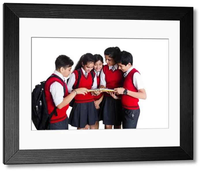 Framed Print : indian school group students book Study Framed Print : indian school group students book Study
