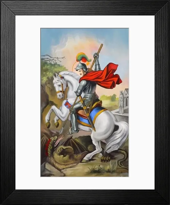 Framed Print : st george legend warrior dragon illustration holy saint crusader Framed Print : st george legend warrior dragon illustration holy saint crusader