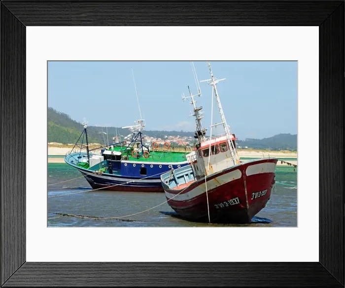 Framed Print : Stranded ships for repair. A Insua inlet, Ponteceso, Galicia, Spain Framed Print : Stranded ships for repair. A Insua inlet, Ponteceso, Galicia, Spain