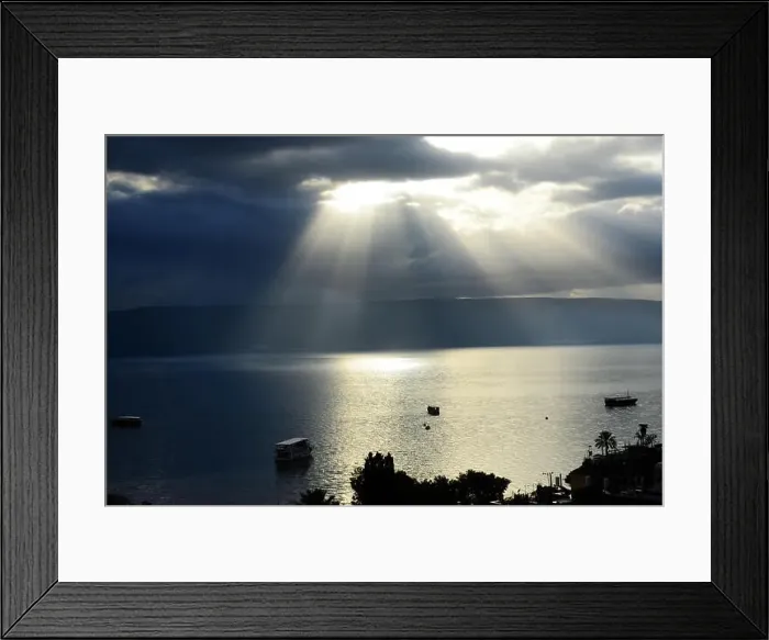 Framed Print : Morning sunlight over the Sea of Galilee in Israel Framed Print : Morning sunlight over the Sea of Galilee in Israel