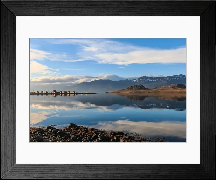 Framed Print : Cabins in the small town of Eskifjordur at Mjoeyri Guesthouse in eastern Iceland Framed Print : Cabins in the small town of Eskifjordur at Mjoeyri Guesthouse in eastern Iceland