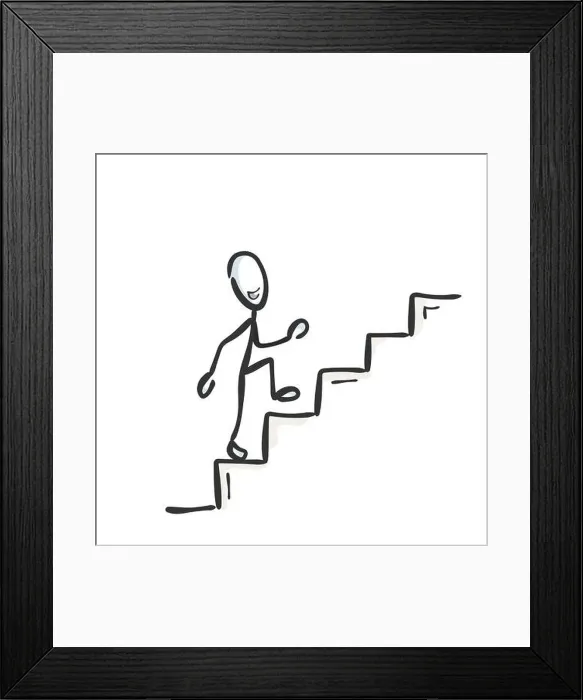 Framed Print : Going up the stairs. Successful proud and happy man Framed Print : Going up the stairs. Successful proud and happy man