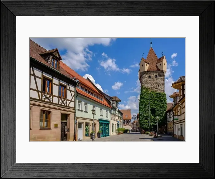 Framed Print : Germany, Bavaria, Herzogenaurach, Town architecture with Fehnturm tower