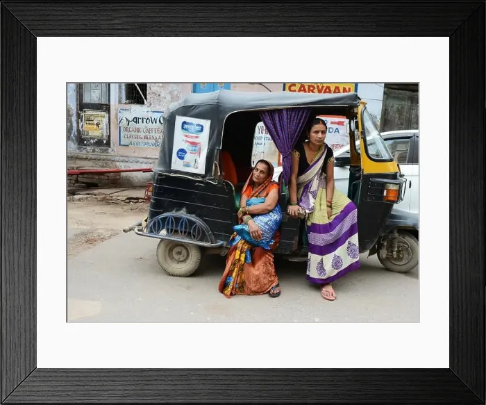 Framed Print : Indian women sitting on an auto rickshaw Framed Print : Indian women sitting on an auto rickshaw