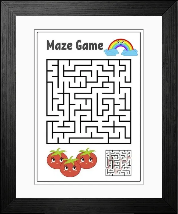 Framed Print : Abstract square maze. Kids worksheets Framed Print : Abstract square maze. Kids worksheets