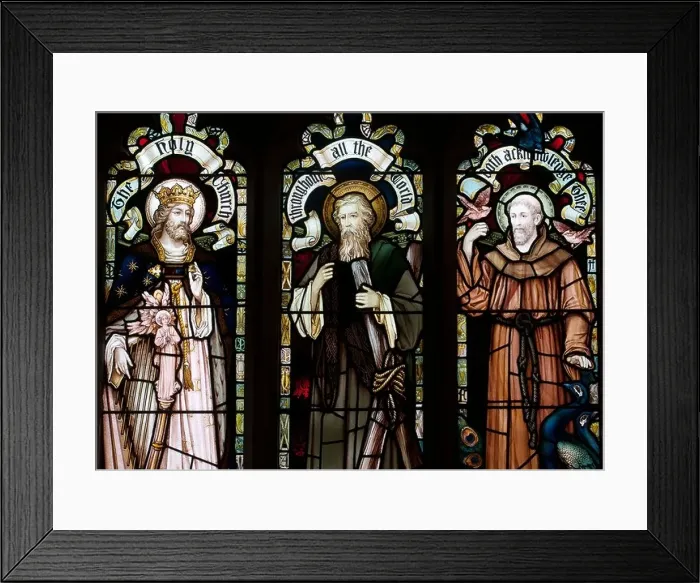 Framed Print : Stained glass in St Andrew`s Church, Pershore, Worcestershire, England, UK Framed Print : Stained glass in St Andrew`s Church, Pershore, Worcestershire, England, UK