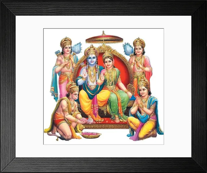 Framed Print : Indian God Rama with Sita and Hanuman Framed Print : Indian God Rama with Sita and Hanuman