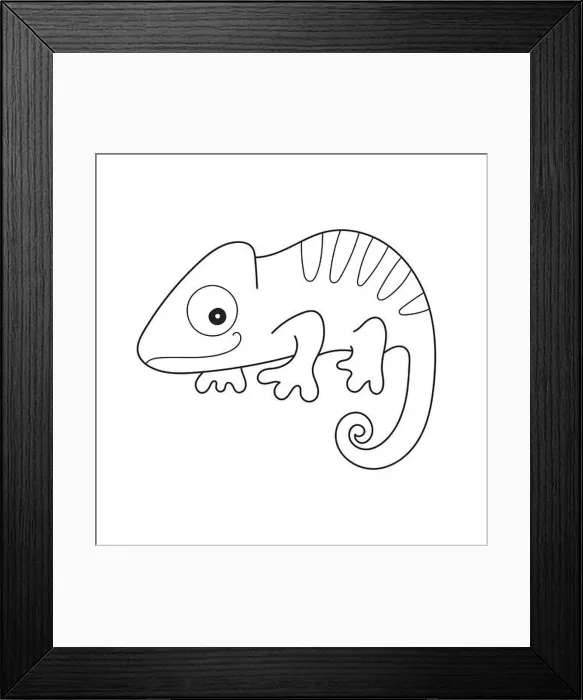 Framed Print : Simple coloring page. Vector illustration of chameleon for coloring book. Simple educational game for kids Framed Print : Simple coloring page. Vector illustration of chameleon for coloring book. Simple educational game for kids