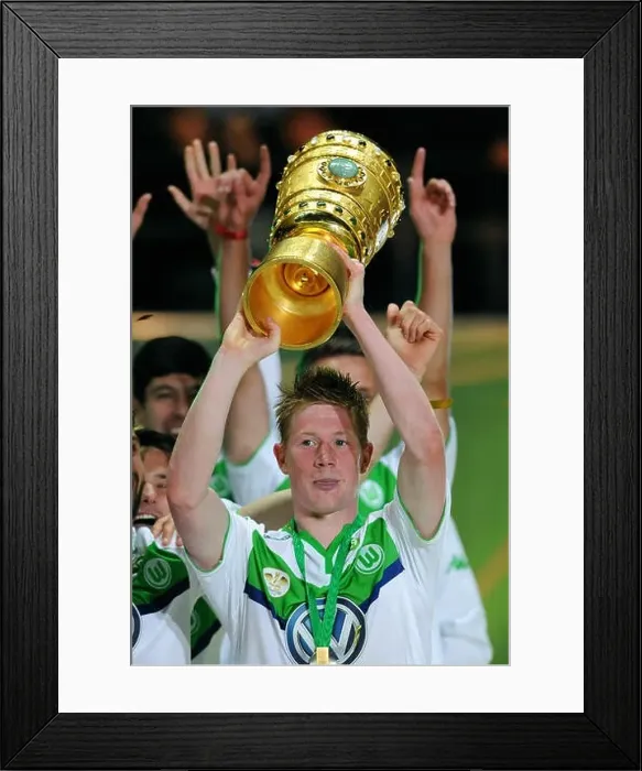 Framed Print : German Cup Final at Olympic-Stadium Berlin, Bor. Dortmund vs VfL Wolfsburg, Kevin de Bruyne with the cup Framed Print : German Cup Final at Olympic-Stadium Berlin, Bor. Dortmund vs VfL Wolfsburg, Kevin de Bruyne with the cup