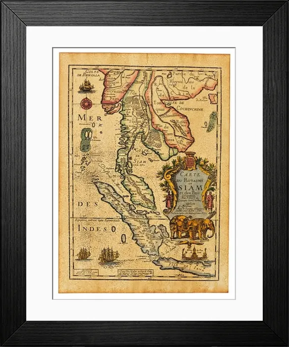 Framed Print : Antique Thailand map Framed Print : Antique Thailand map