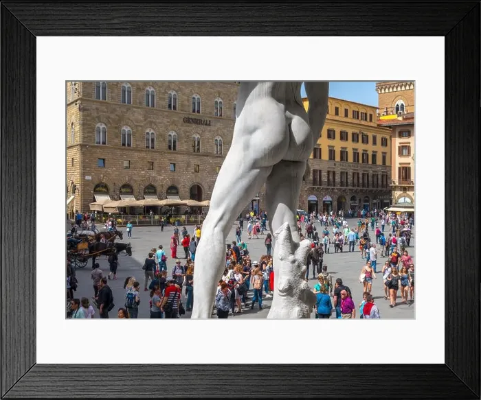 Framed Print : Florence Italy. David by Michelangelo in the Piazza della Signoria Square Florence with tourists Framed Print : Florence Italy. David by Michelangelo in the Piazza della Signoria Square Florence with tourists