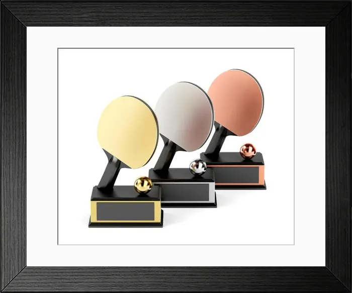 Framed Print : Table tennis trophies on white background Framed Print : Table tennis trophies on white background