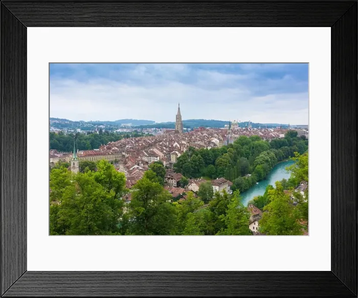 Framed Print : View on Bern old town with Aare loop, Bern, Canton Bern, Switzerland Framed Print : View on Bern old town with Aare loop, Bern, Canton Bern, Switzerland