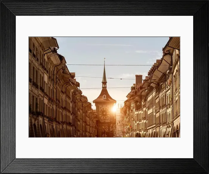 Framed Print : Diminishing perspective of buildings in street, Bern, Switzerland, Europe Framed Print : Diminishing perspective of buildings in street, Bern, Switzerland, Europe