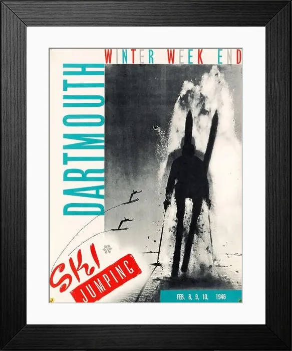 Framed Print : Vintage 1940s Ski Poster - Dartmouth Winter Weekend -Ski Jumping Framed Print : Vintage 1940s Ski Poster - Dartmouth Winter Weekend -Ski Jumping