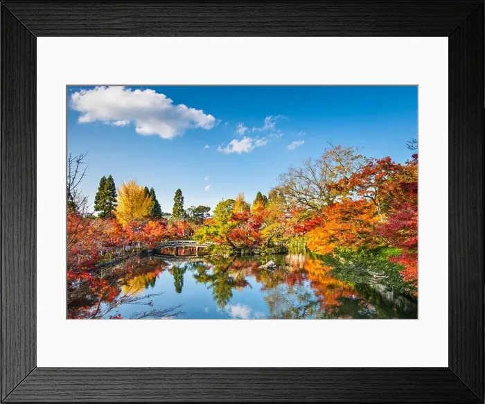 Framed Print : Kyoto, Japan at the pond and bridge of Eikando Temple in the Autumn Framed Print : Kyoto, Japan at the pond and bridge of Eikando Temple in the Autumn