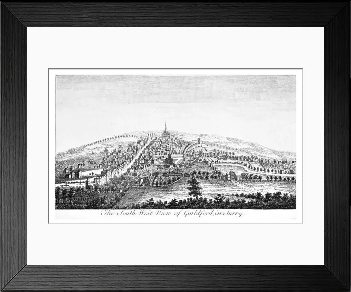 Framed Print : Copper engraving 1776 Landscape Beauties England Most Elegant magnificent public Edifices. South west Guildford Surrey Framed Print : Copper engraving 1776 Landscape Beauties England Most Elegant magnificent public Edifices. South west Guildford Surrey