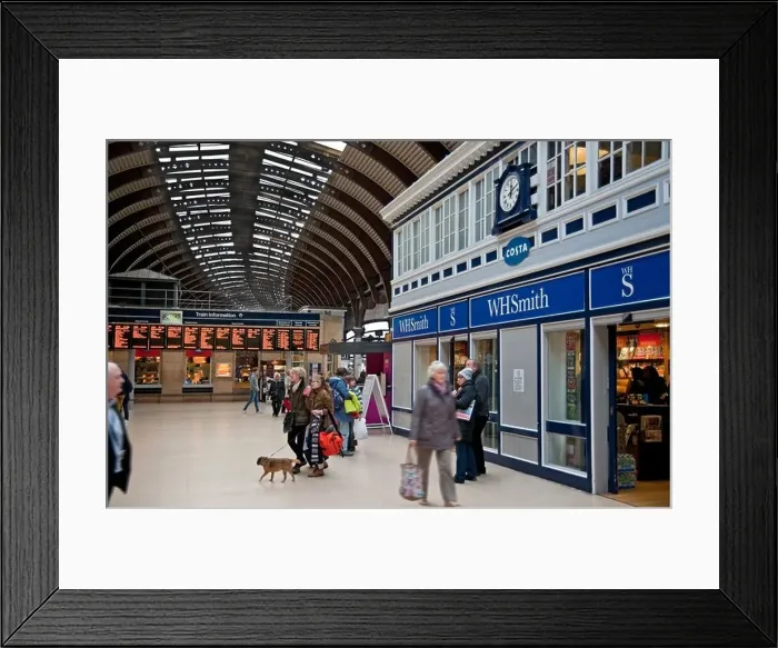 Framed Print : WH Smith shop store exterior on York Railway Train Station Concourse York North Yorkshire England UK United Kingdom GB Framed Print : WH Smith shop store exterior on York Railway Train Station Concourse York North Yorkshire England UK United Kingdom GB