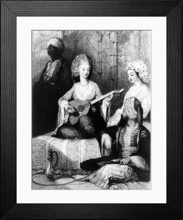 Framed Print : music, musician, mandolin playing lady of the harem Framed Print : music, musician, mandolin playing lady of the harem