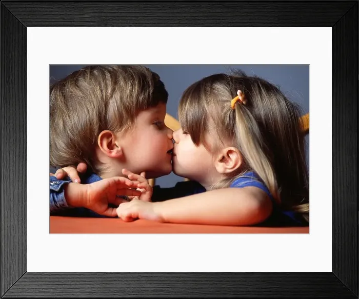 Framed Print : girl boy couple age 0 5 child childhood child hood children kiss touch table indoor interior valentines close up Framed Print : girl boy couple age 0 5 child childhood child hood children kiss touch table indoor interior valentines close up