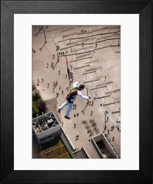 Framed Print : Berlin, Germany, Springer bungee jumping from the roof of the Park Inn Hotel