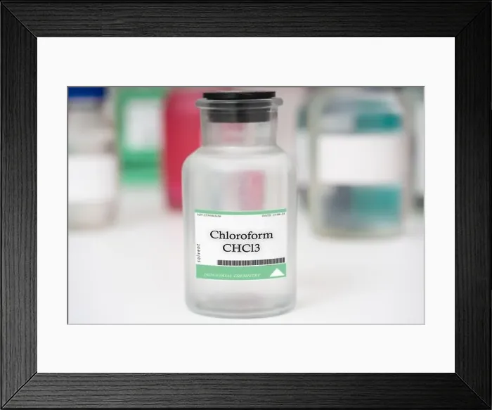 Framed Print : Chloroform A colorless, volatile liquid used as a solvent for fats, oils, and waxes