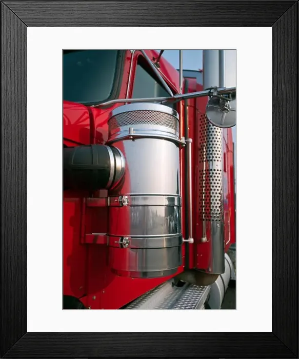 Framed Print : The technical equipment of big rig semi trucks are given great importance since trucks are the main means of Framed Print : The technical equipment of big rig semi trucks are given great importance since trucks are the main means of